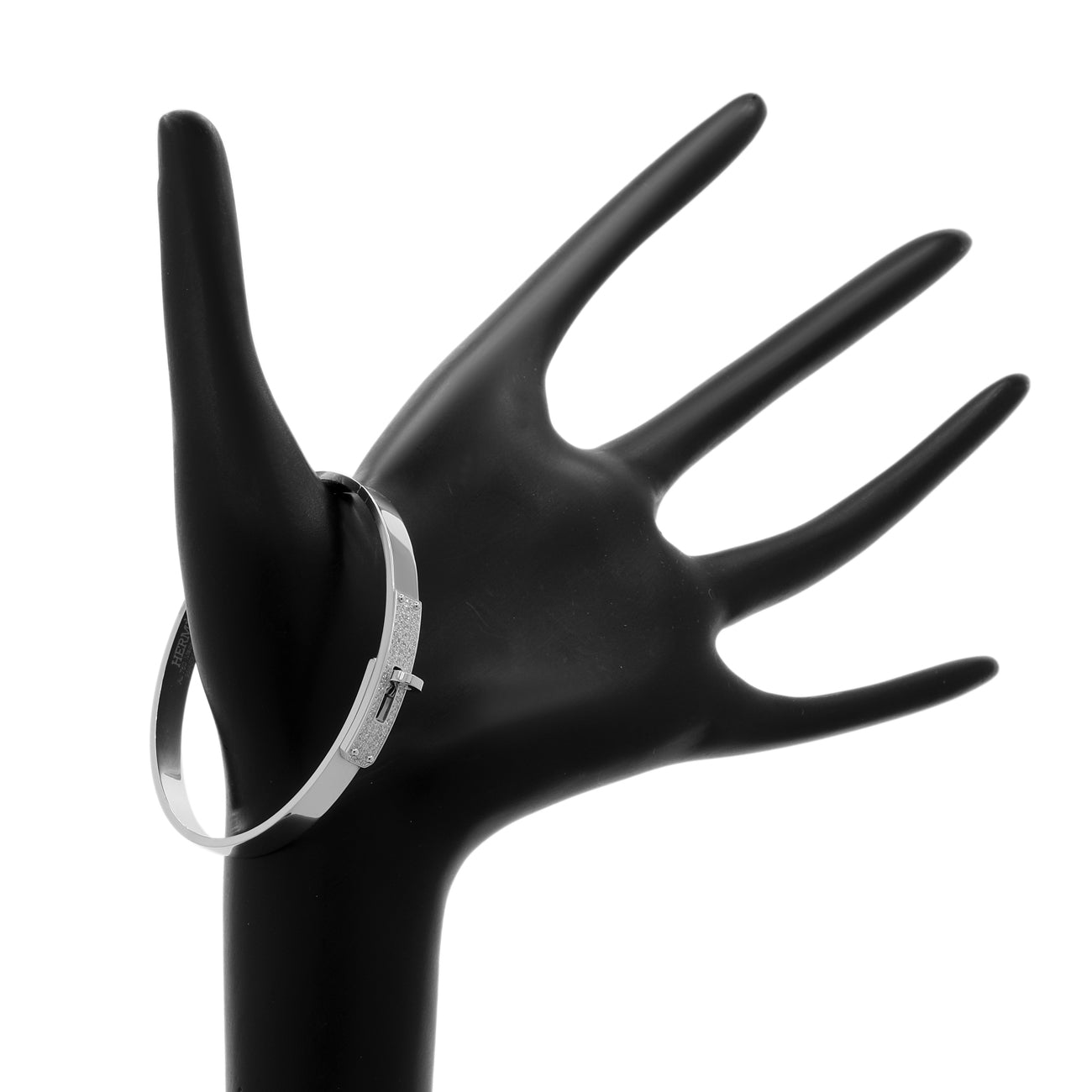 Exclusive Hermes 18K White Gold Diamond Kelly Bracelet SM — Back View