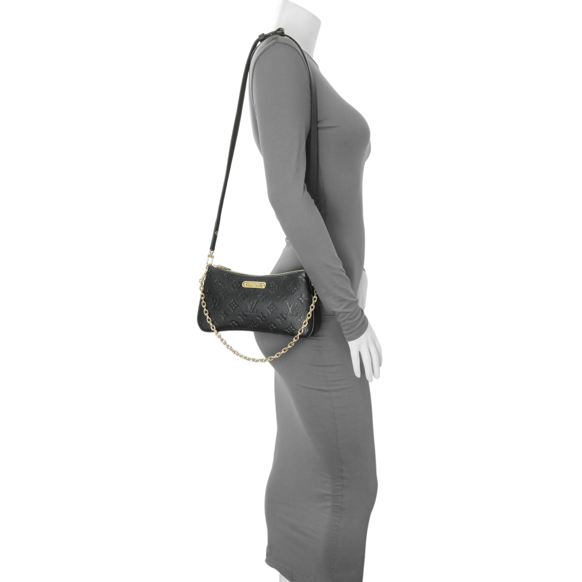 Exclusive Louis Vuitton Black Empreinte Pochette Liv — Lifestyle View