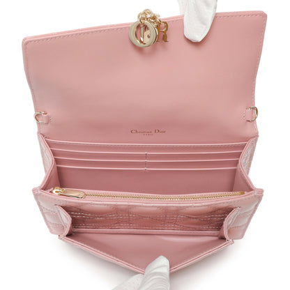 Exclusive Christian Dior Dusty Pink Patent Cannage My Dior Daily Chain Pouch — Top View