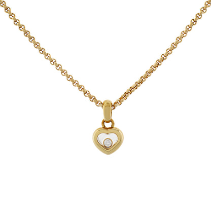 Exclusive Chopard 18K Yellow Gold Happy Diamonds Necklace — Front View