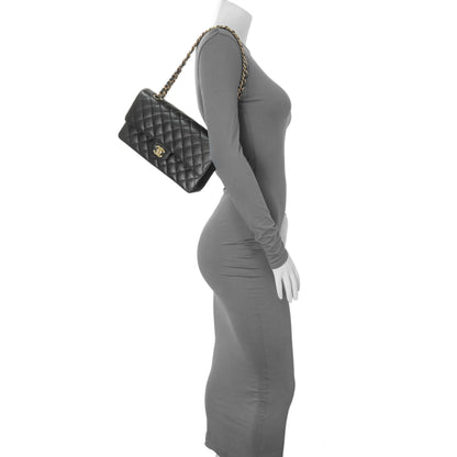 Exclusive Chanel Black Quilted Caviar Medium Classic Double Flap — Alternate View 7