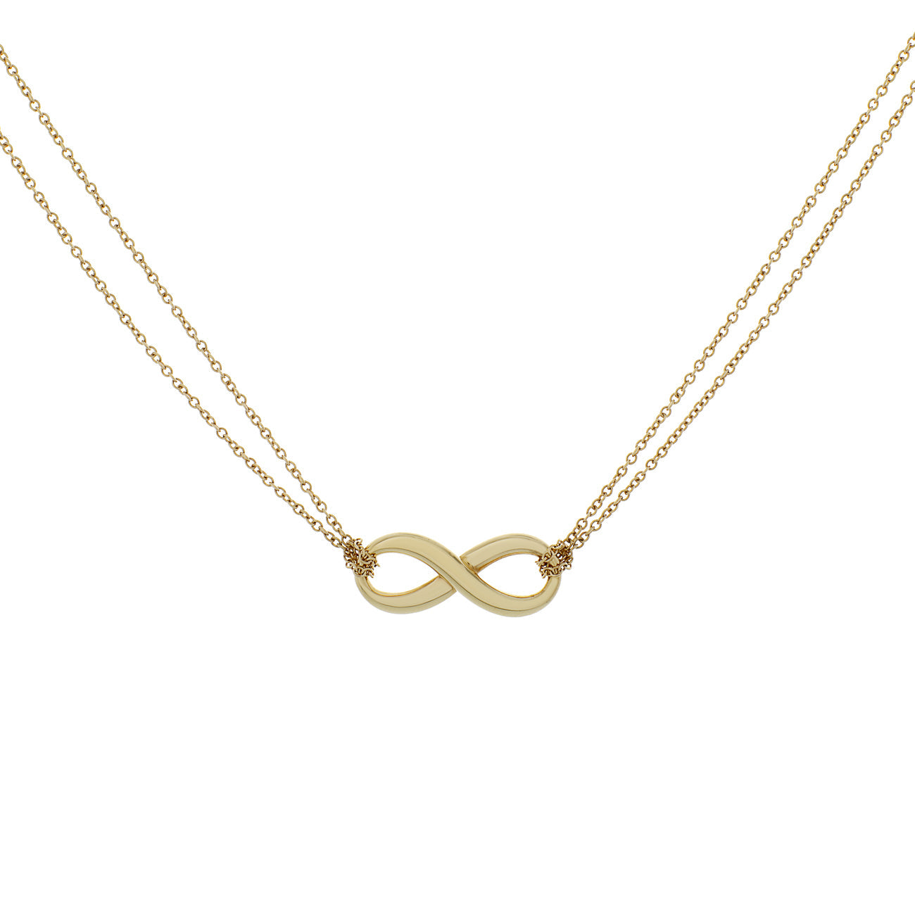 Exclusive Tiffany & Co. 18K Yellow Gold Infinity Double Chain Pendant Necklace — Front View