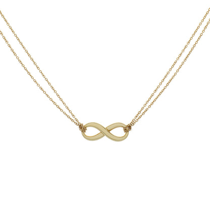 Exclusive Tiffany & Co. 18K Yellow Gold Infinity Double Chain Pendant Necklace — Front View