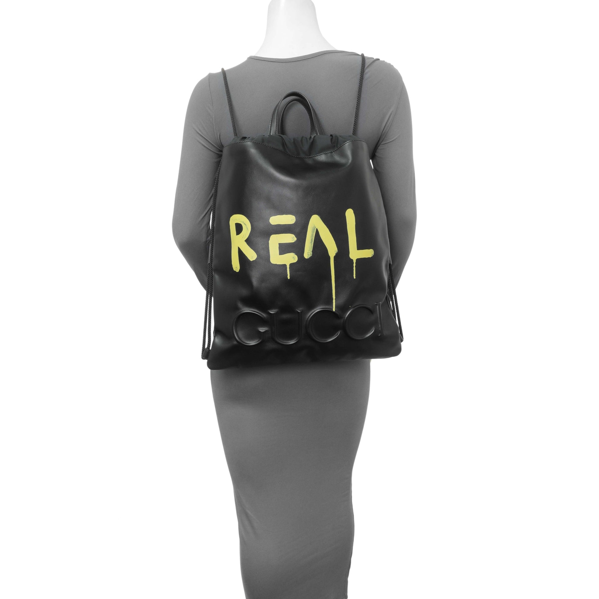 Exclusive Gucci Black Calfskin GucciGhost Drawstring Backpack — Alternate View 7