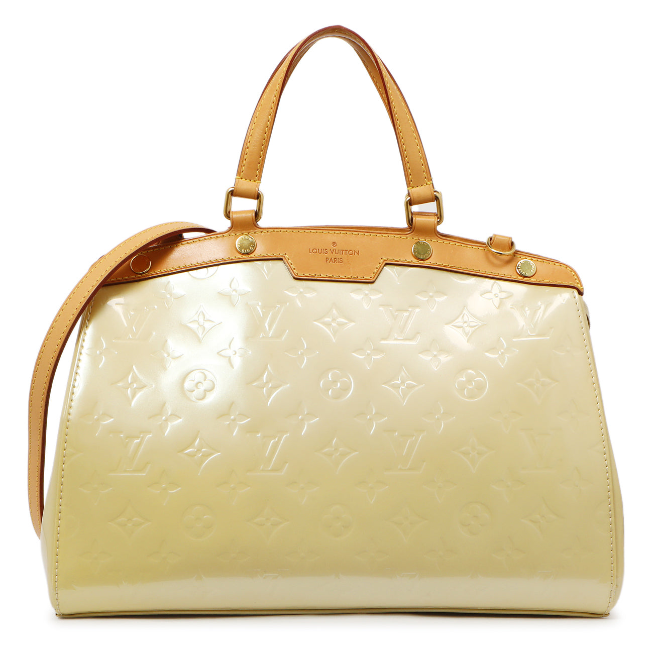 Exclusive Louis Vuitton Blanc Corail Vernis Brea MM — Front View