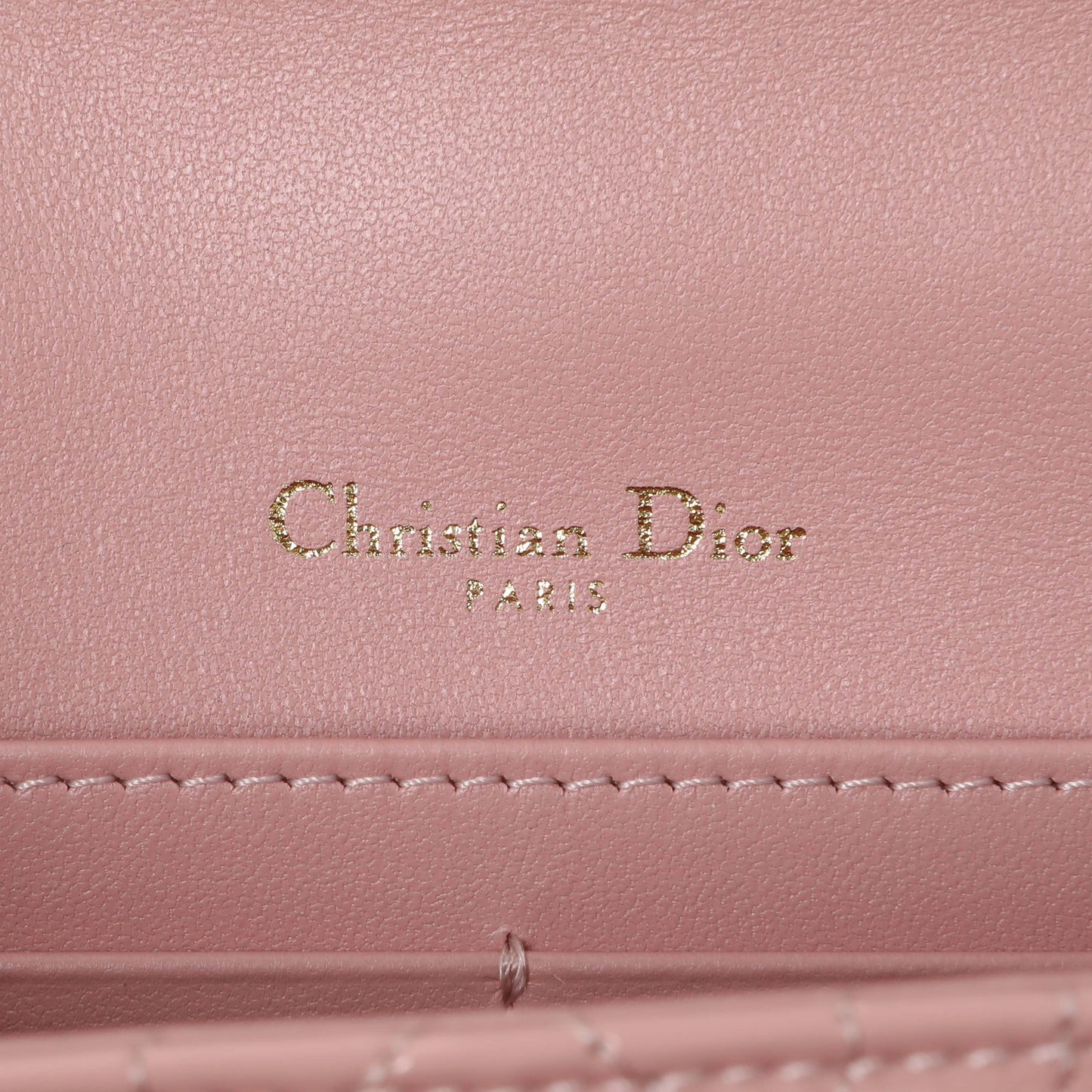 Exclusive Christian Dior Dusty Pink Patent Cannage My Dior Daily Chain Pouch — Detail View