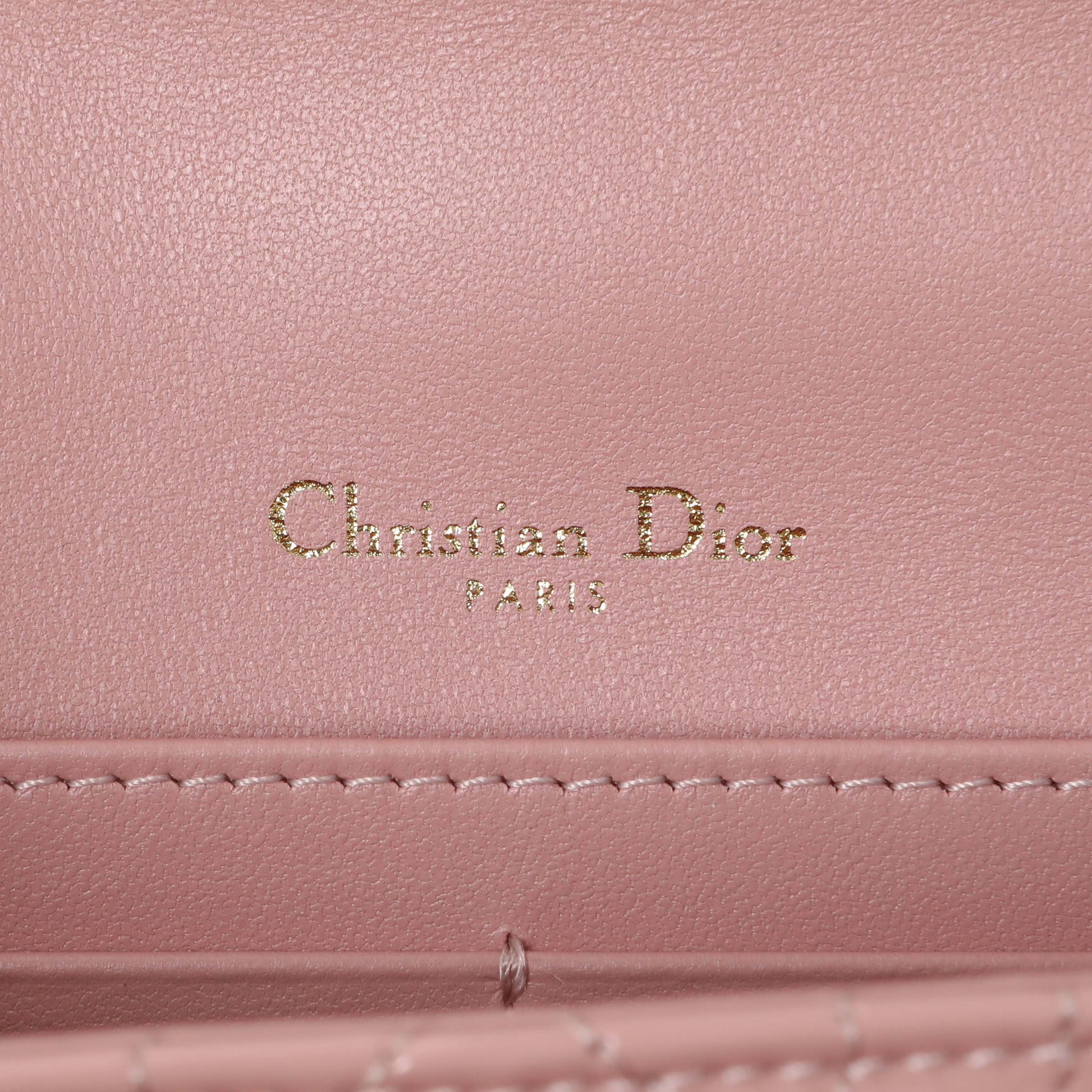 Exclusive Christian Dior Dusty Pink Patent Cannage My Dior Daily Chain Pouch — Detail View