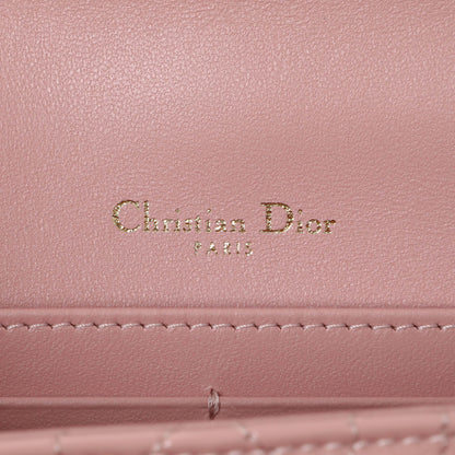Exclusive Christian Dior Dusty Pink Patent Cannage My Dior Daily Chain Pouch — Detail View