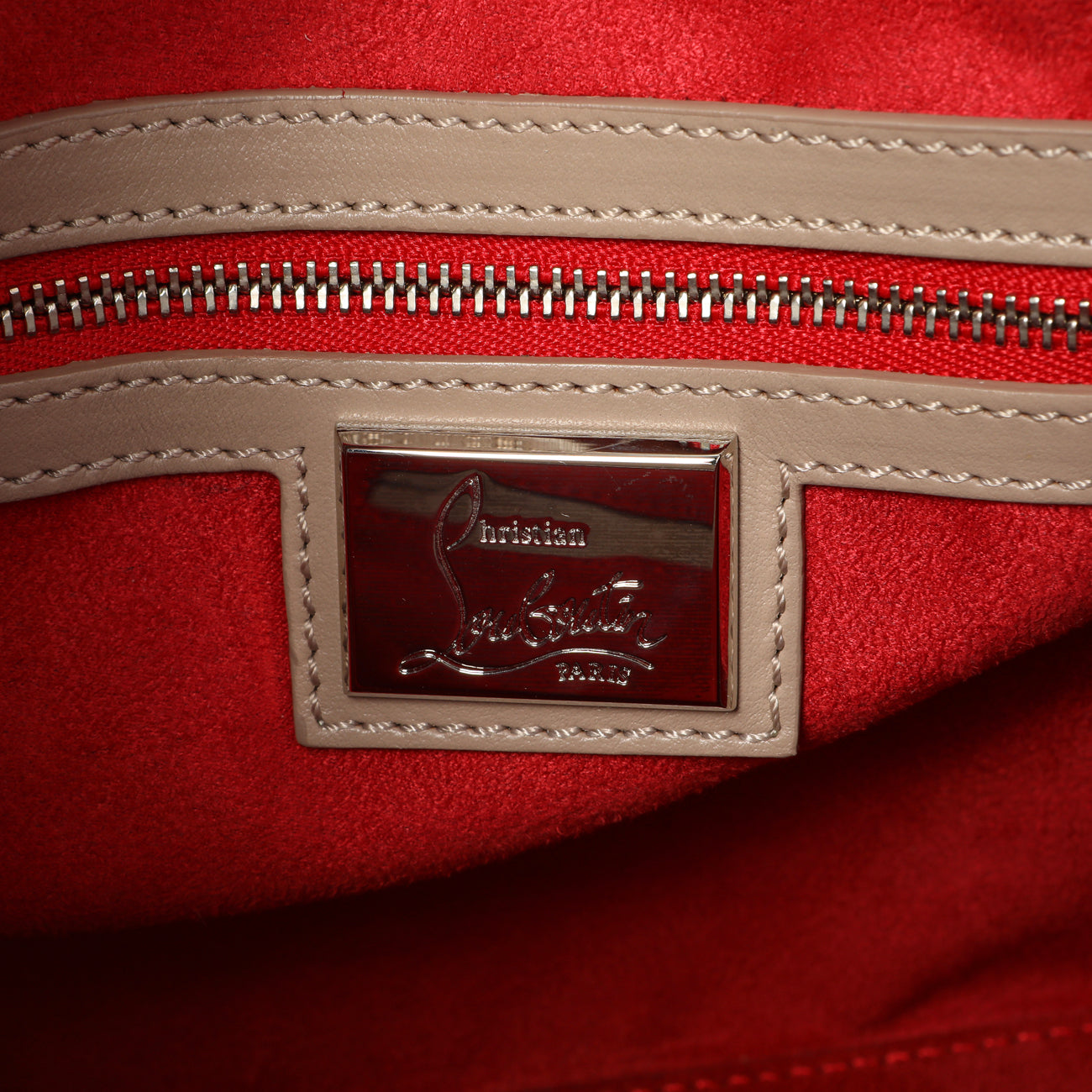 Exclusive Christian Louboutin Taupe Calfskin Suede Small Eloise Tote — Alternate View 9
