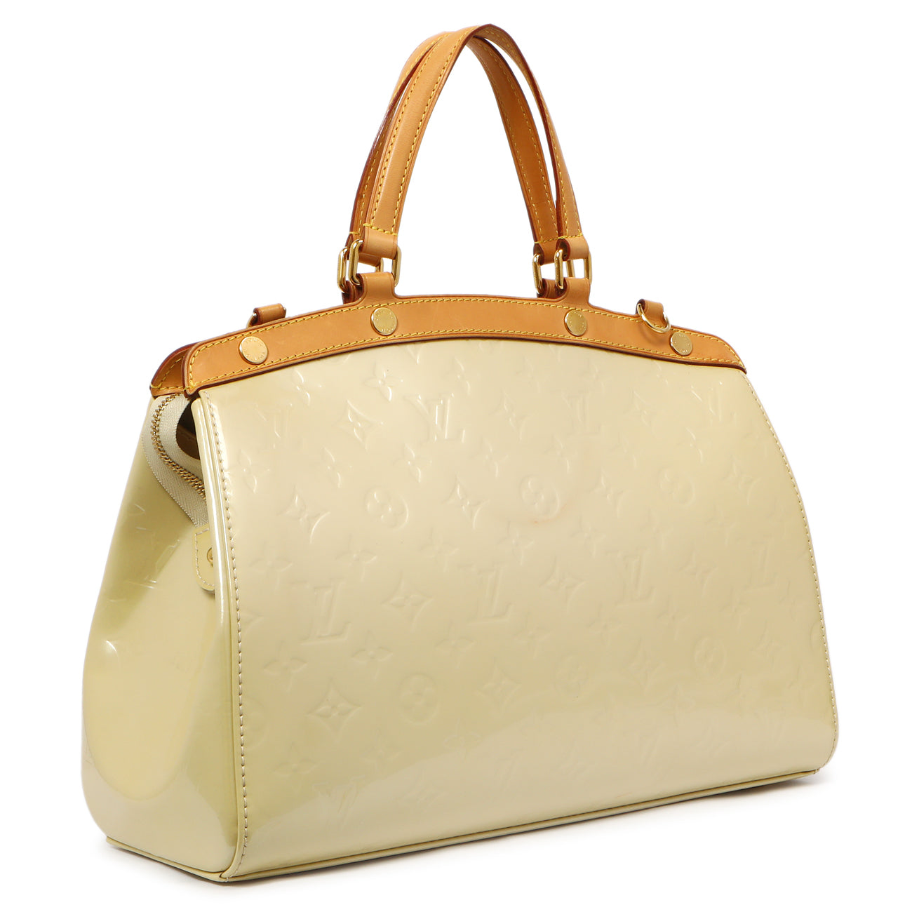 Exclusive Louis Vuitton Blanc Corail Vernis Brea MM — Side View