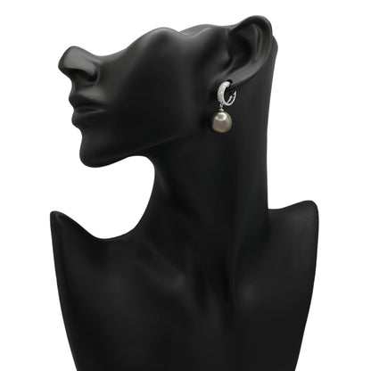Exclusive 18K White Gold 15mm Tahitian Pearl Earrings — Back View