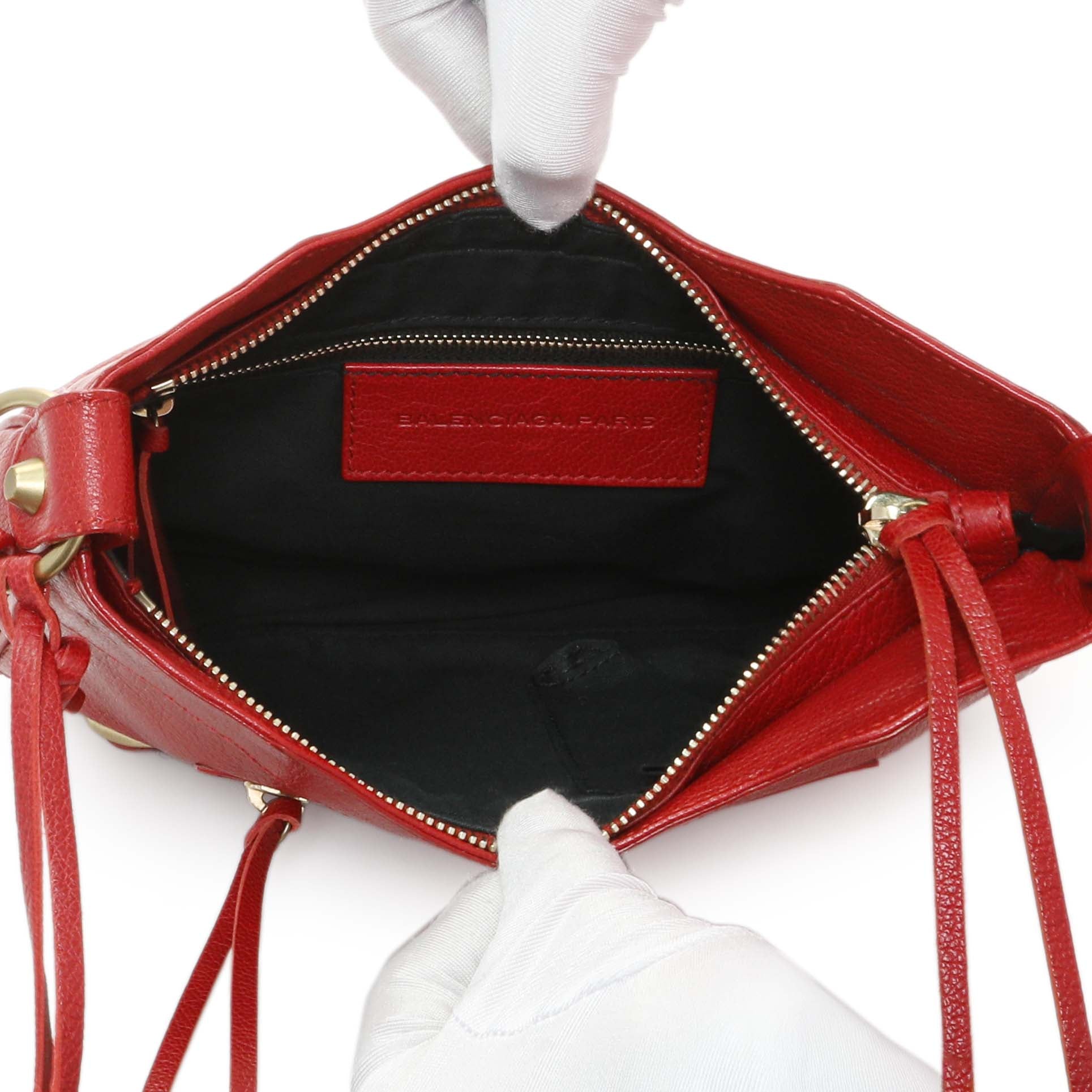 Exclusive Balenciaga Rouge Grained Chevre Leather Holiday Hip Bag — Top View