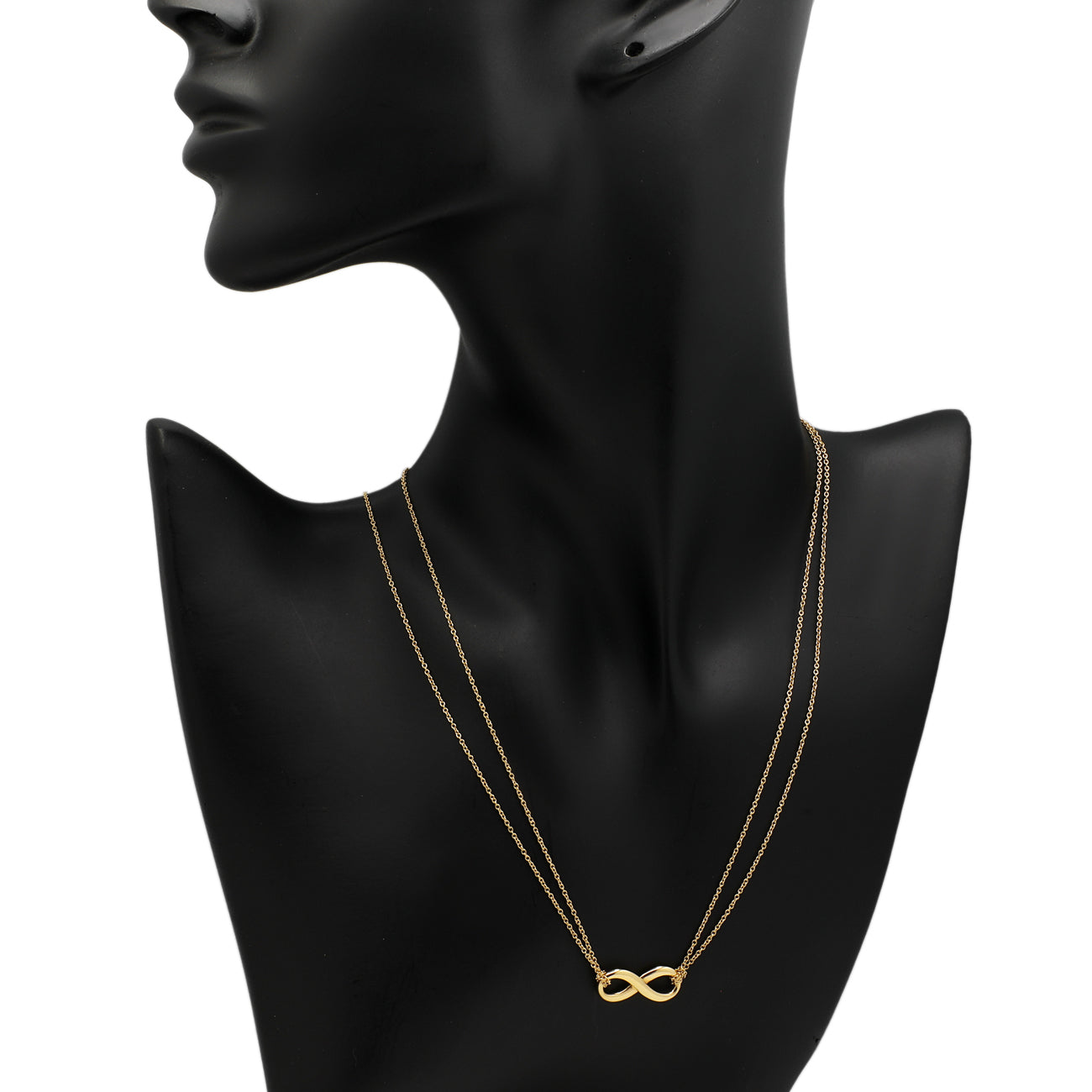 Exclusive Tiffany & Co. 18K Yellow Gold Infinity Double Chain Pendant Necklace — Top View