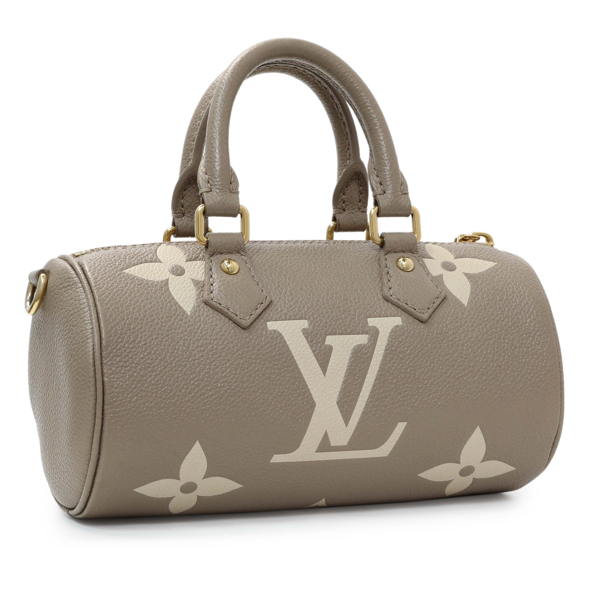 Exclusive Louis Vuitton Tourterelle Grey Empreinte Papillon BB — Side View