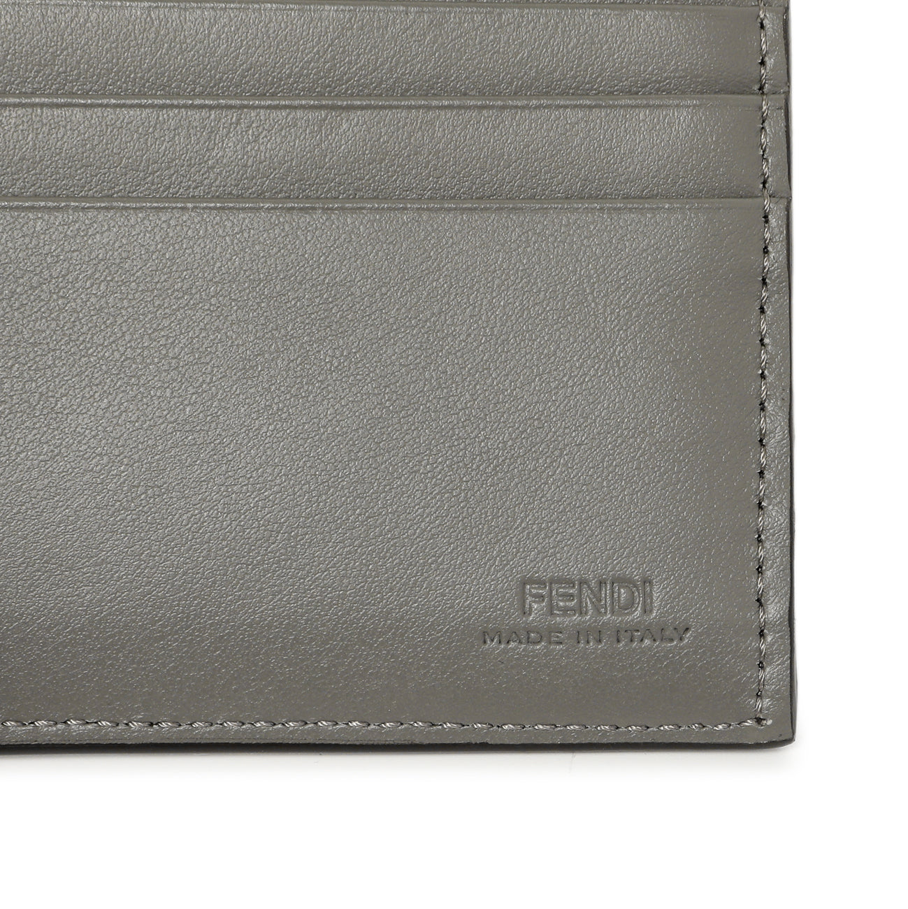 Exclusive Fendi Grey Vitello King Diagonal Bifold Wallet — Detail View