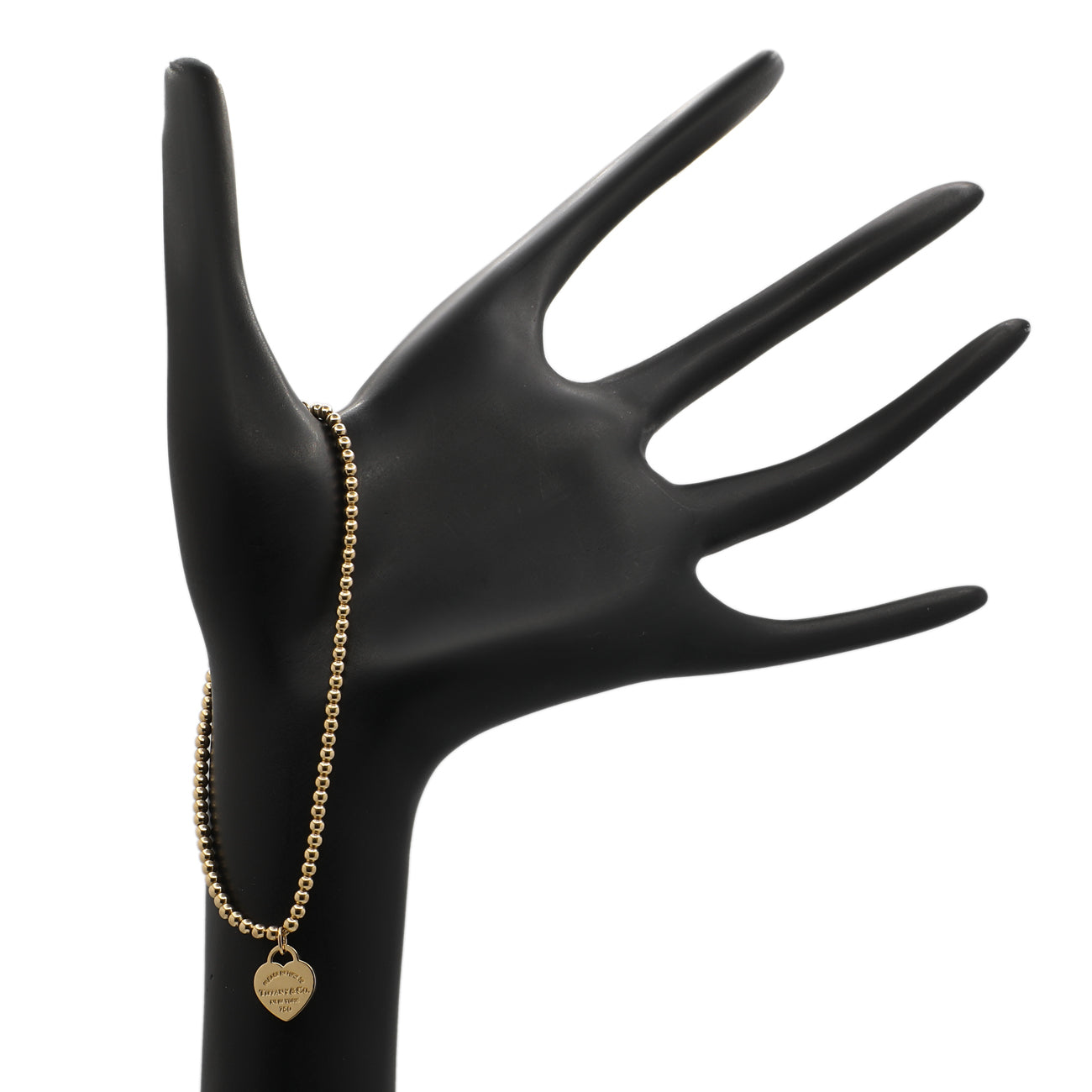 Exclusive Tiffany & Co. 18K Yellow Gold Mini Heart Tag Bead Bracelet — Back View