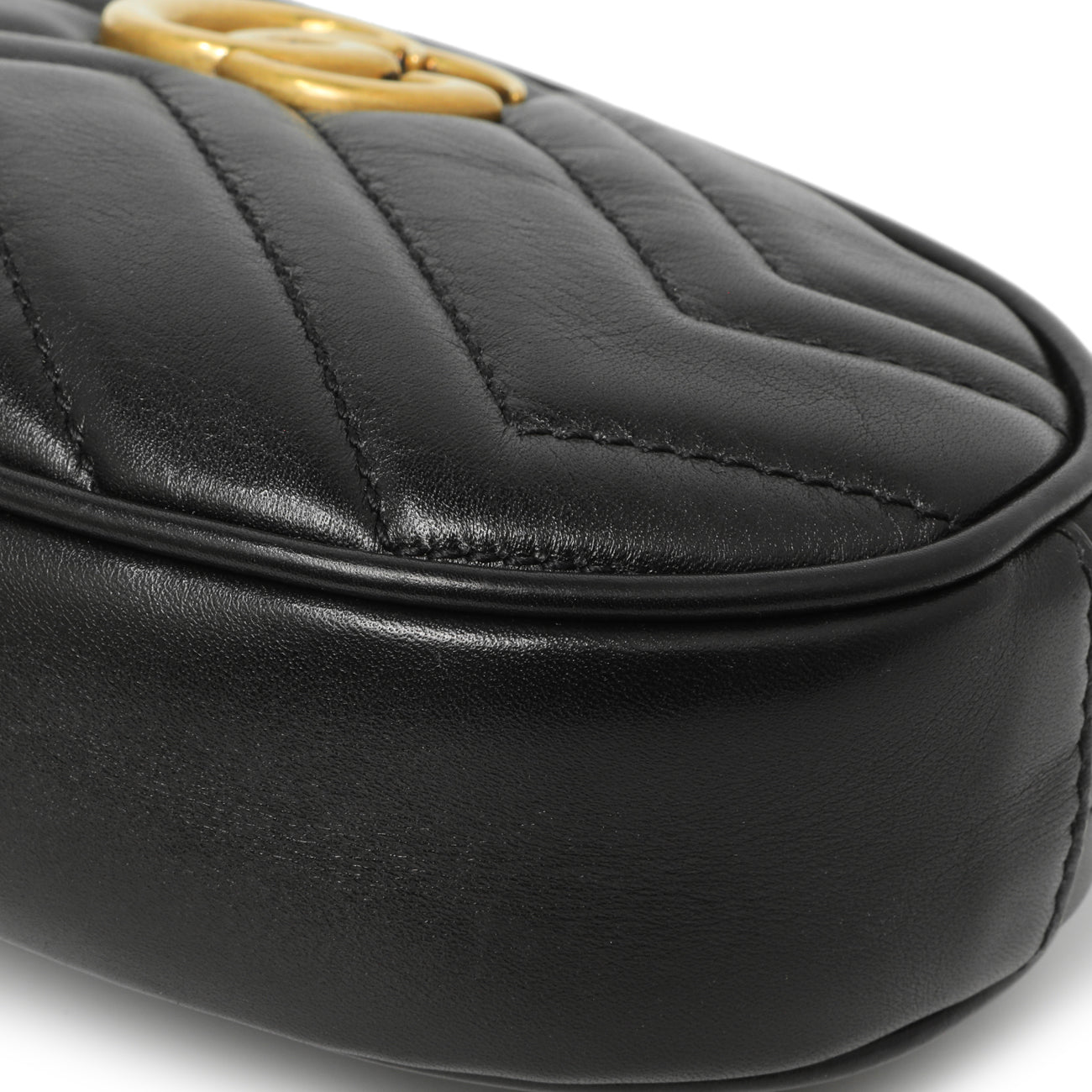Exclusive Gucci Black Calfskin Matelasse GG Marmont Belt Bag — Lifestyle View