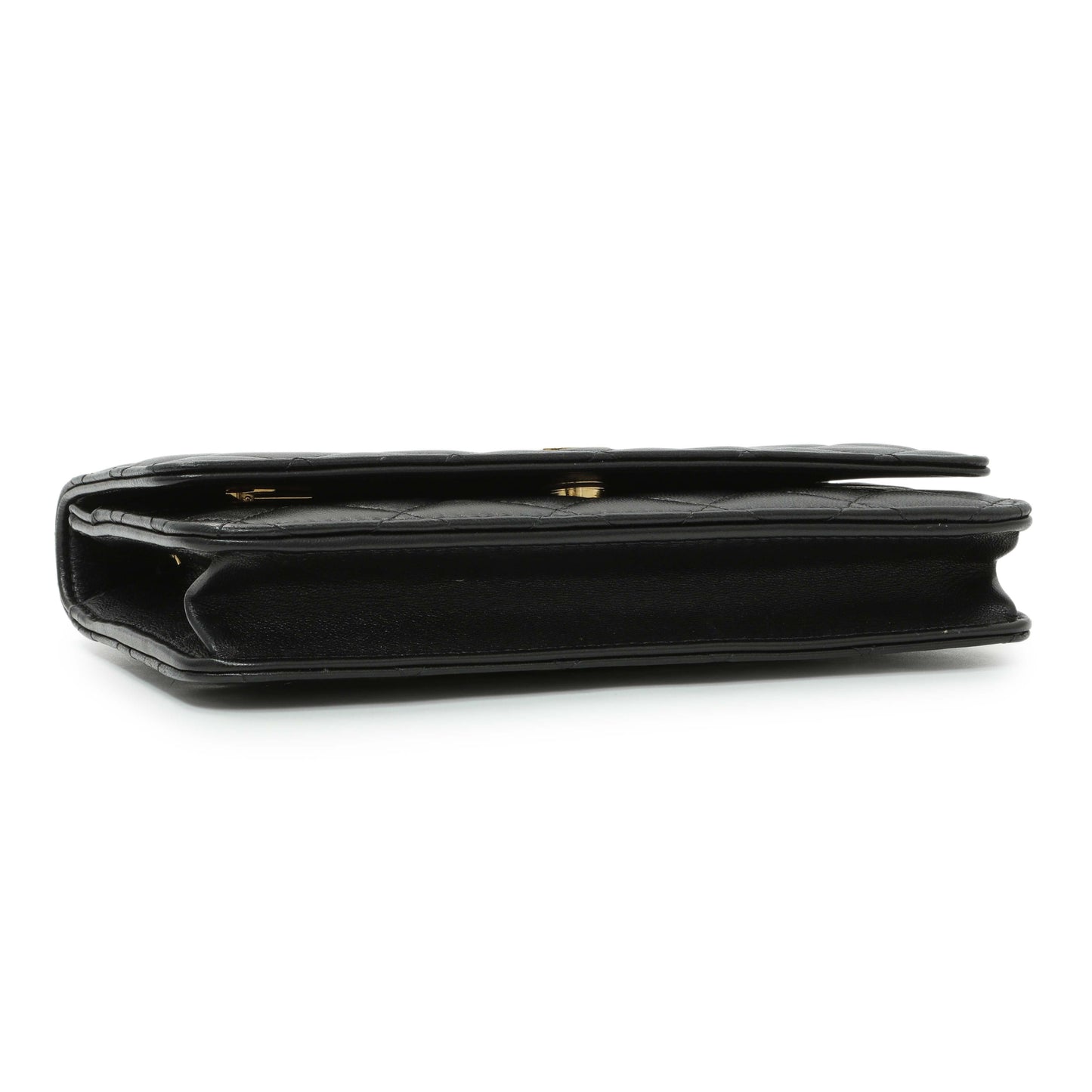 Exclusive Chanel Black Quilted Lambskin Wallet on Chain — Back View