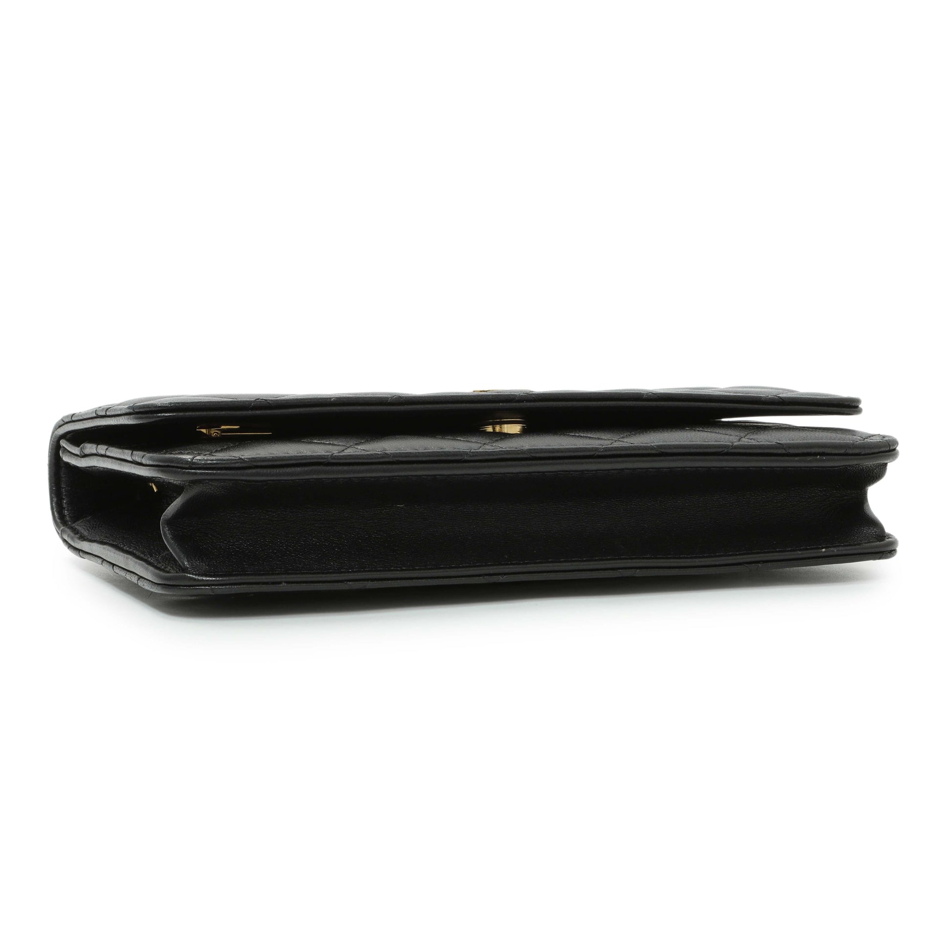 Exclusive Chanel Black Quilted Lambskin Wallet on Chain — Back View