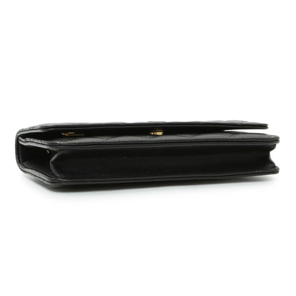 Exclusive Chanel Black Quilted Lambskin Wallet on Chain — Back View