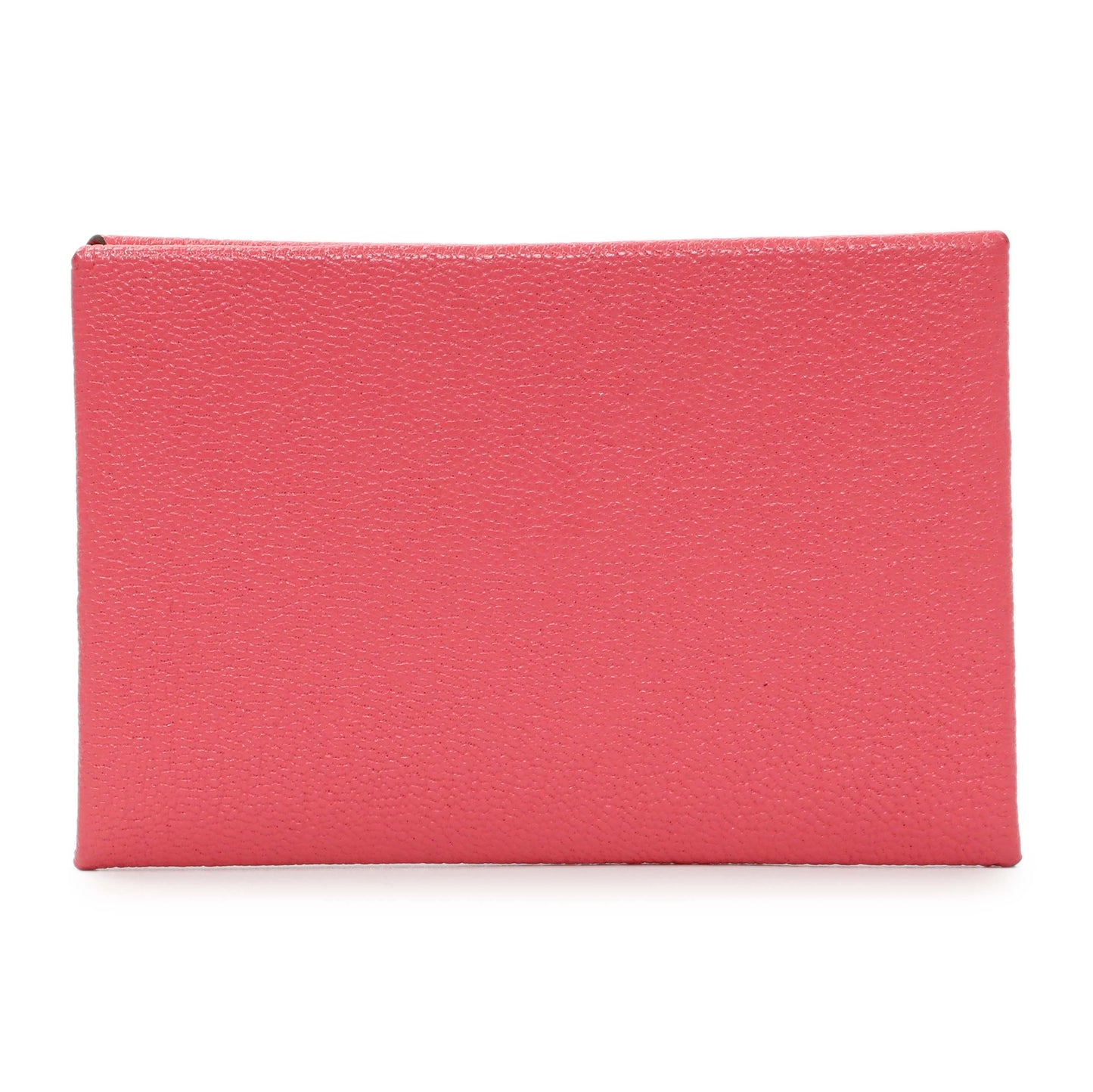 Exclusive Hermes Rose Azalee Chevre Calvi Card Case — Front View