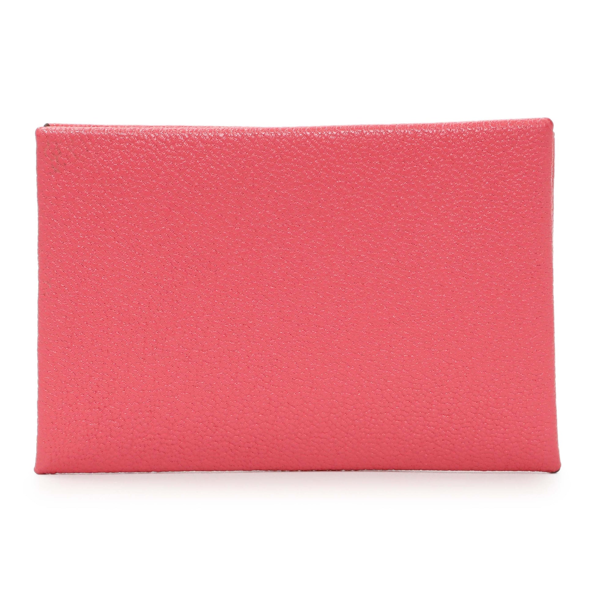 Exclusive Hermes Rose Azalee Chevre Calvi Card Case — Side View