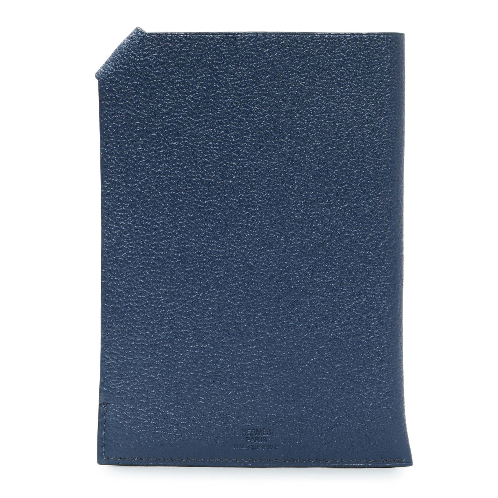 Exclusive Hermes Blue Tarmac Passport Holder — Side View