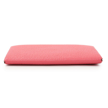 Exclusive Hermes Rose Azalee Chevre Calvi Card Case — Back View
