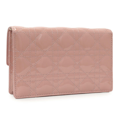 Exclusive Christian Dior Dusty Pink Patent Cannage My Dior Daily Chain Pouch — Side View