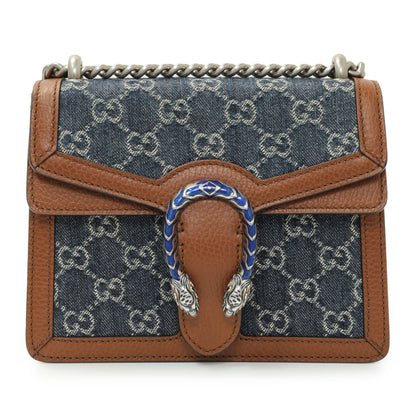 Exclusive Gucci New Denim GG Monogram Enamel Mini Dionysus Shoulder Bag — Front View