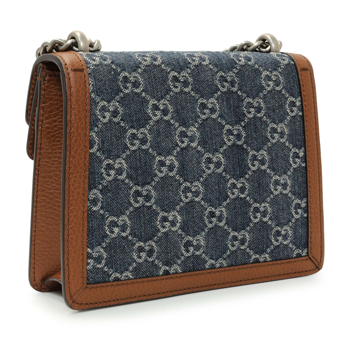 Exclusive Gucci New Denim GG Monogram Enamel Mini Dionysus Shoulder Bag — Side View