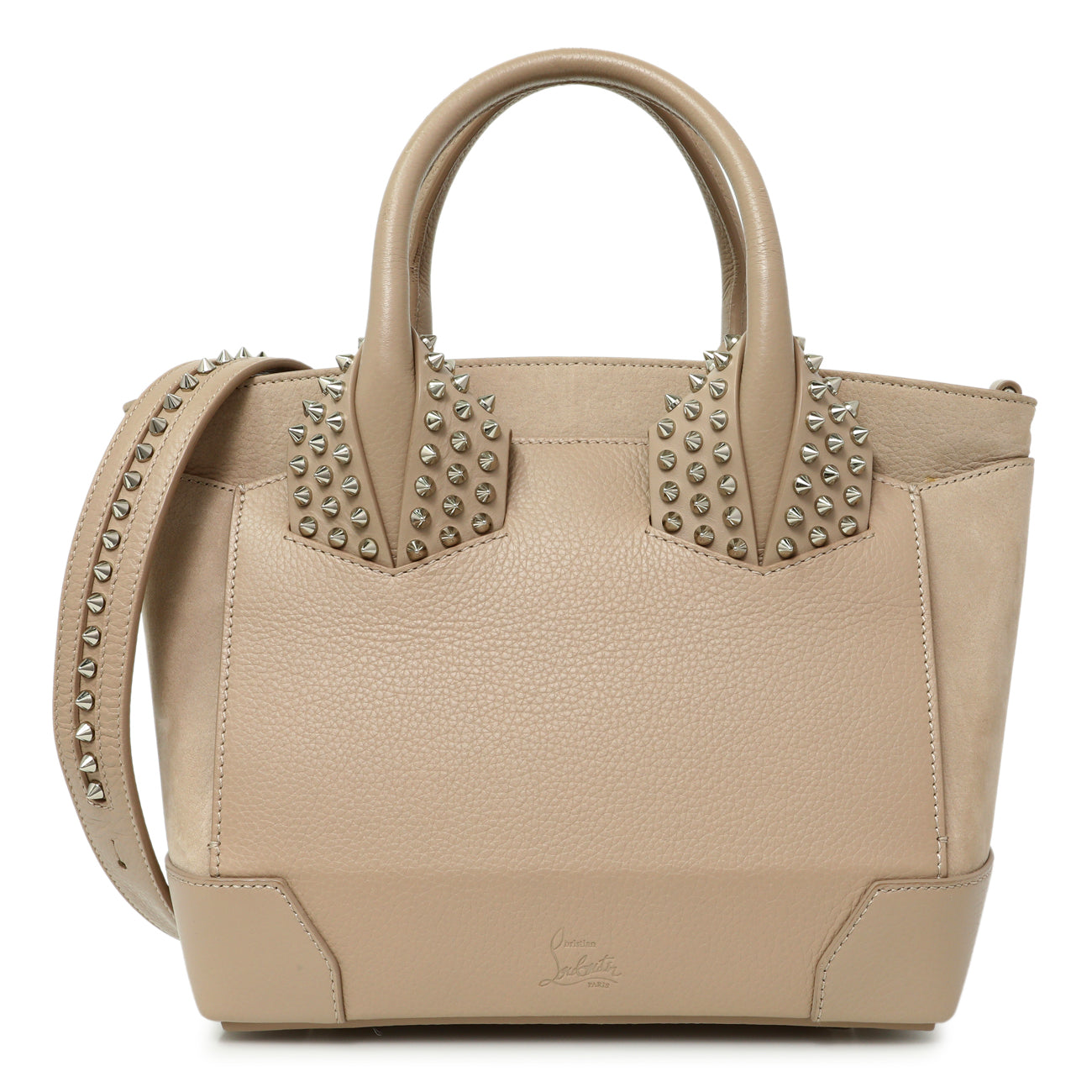 Exclusive Christian Louboutin Taupe Calfskin Suede Small Eloise Tote — Front View