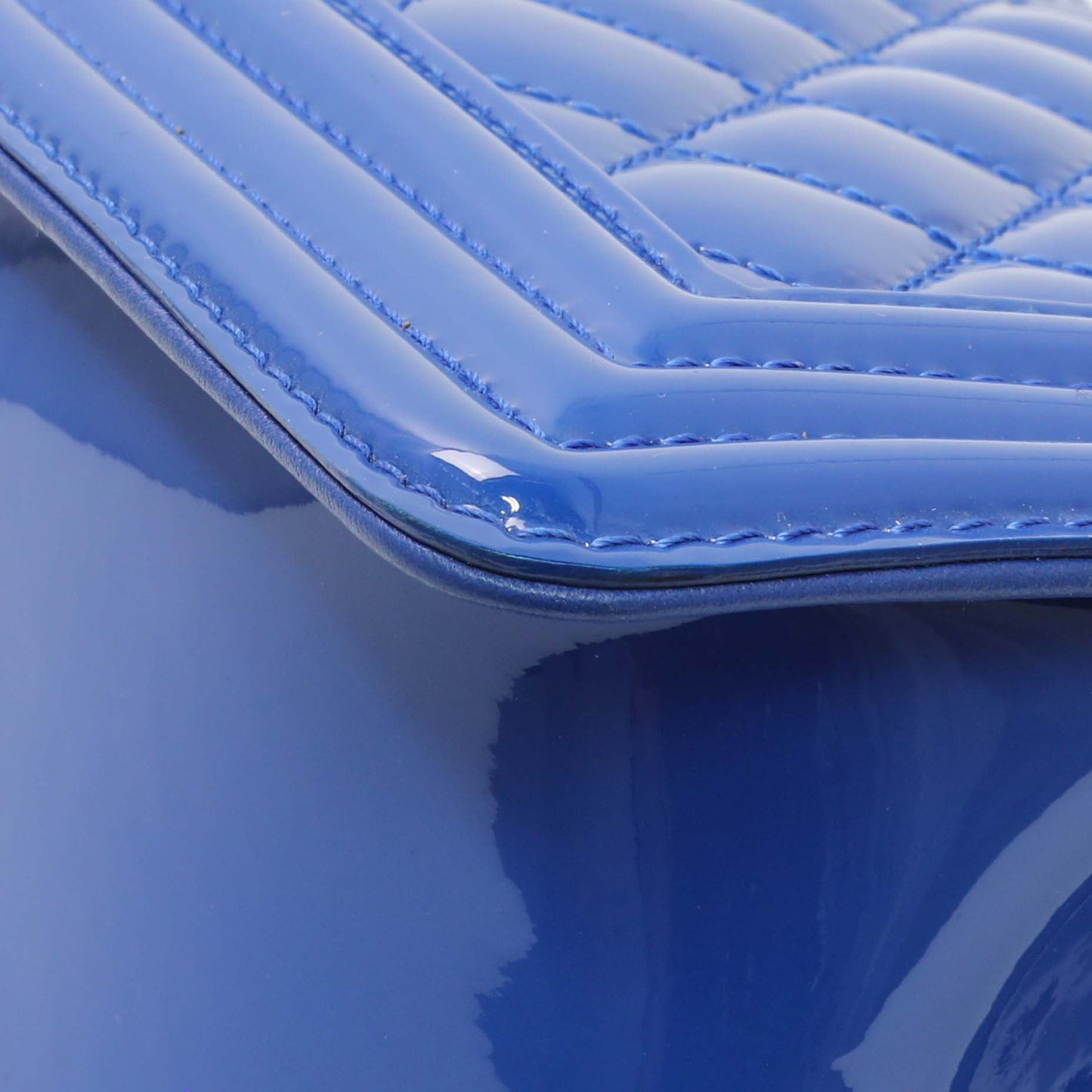 Exclusive Chanel Blue Quilted Patent Medium Plexiglass Boy Flap — Alternate View 7