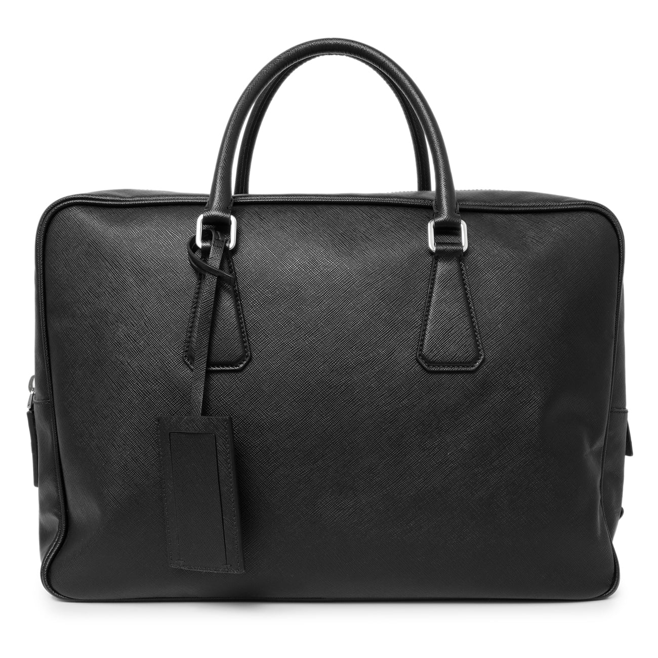 Exclusive Prada Black Saffiano Travel Briefcase — Front View