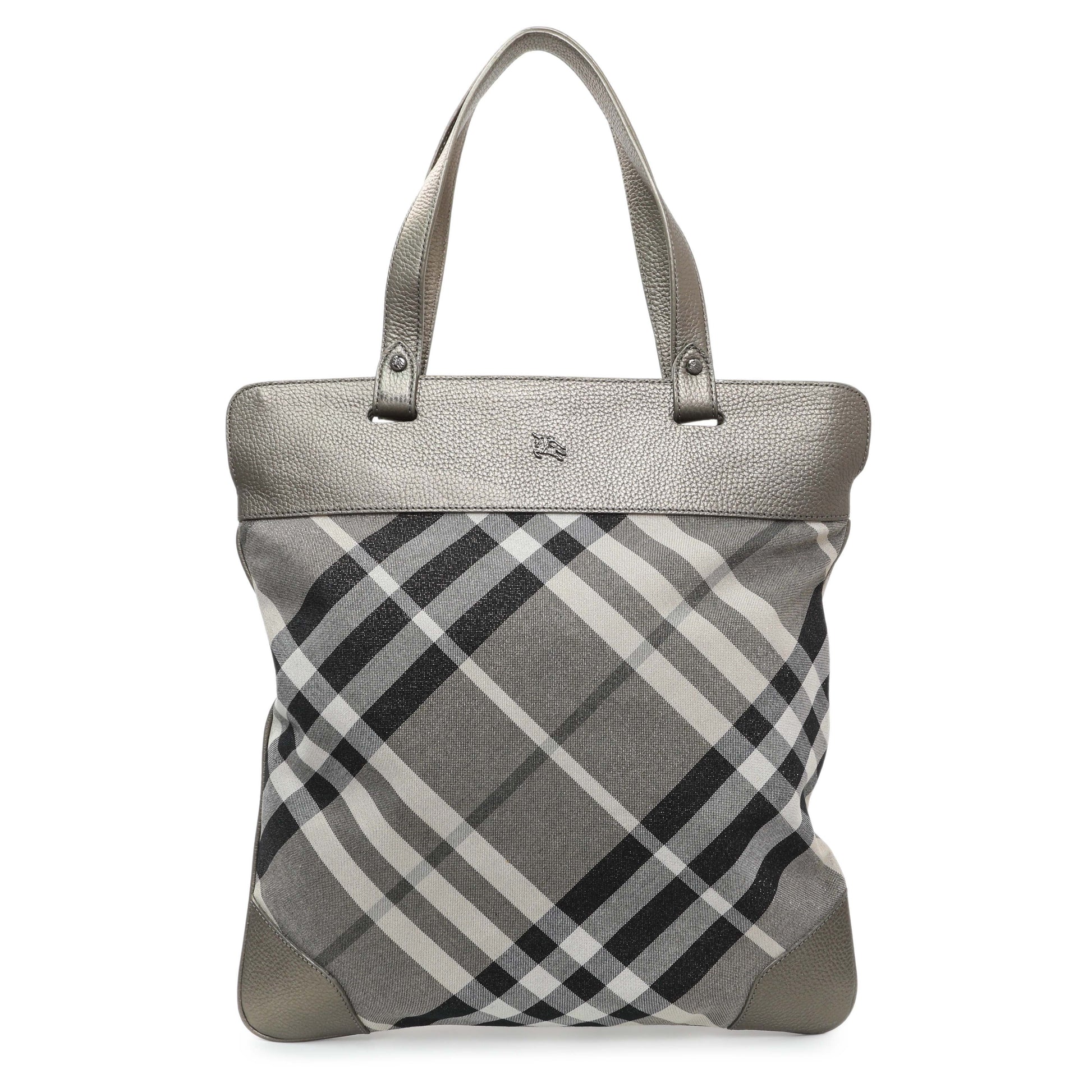 Exclusive Burberry Shimmer Check Stowell Roll-Up Tote — Front View