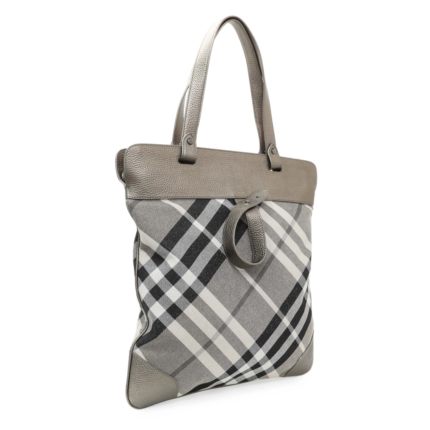 Exclusive Burberry Shimmer Check Stowell Roll-Up Tote — Side View