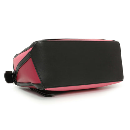 Exclusive Loewe Raspberry Wild Rose Calfskin Small Graphic Puzzle Bag — Back View