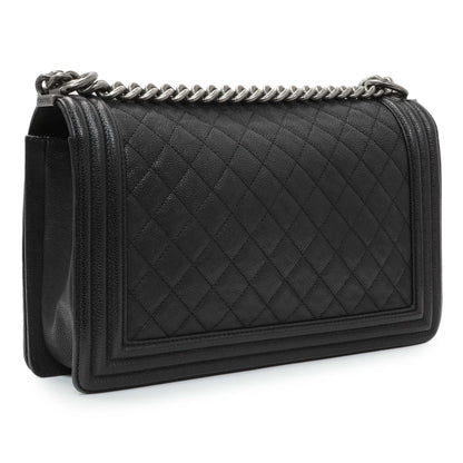 Exclusive Chanel Black Quilted Caviar New Medium Boy Bag — Side View