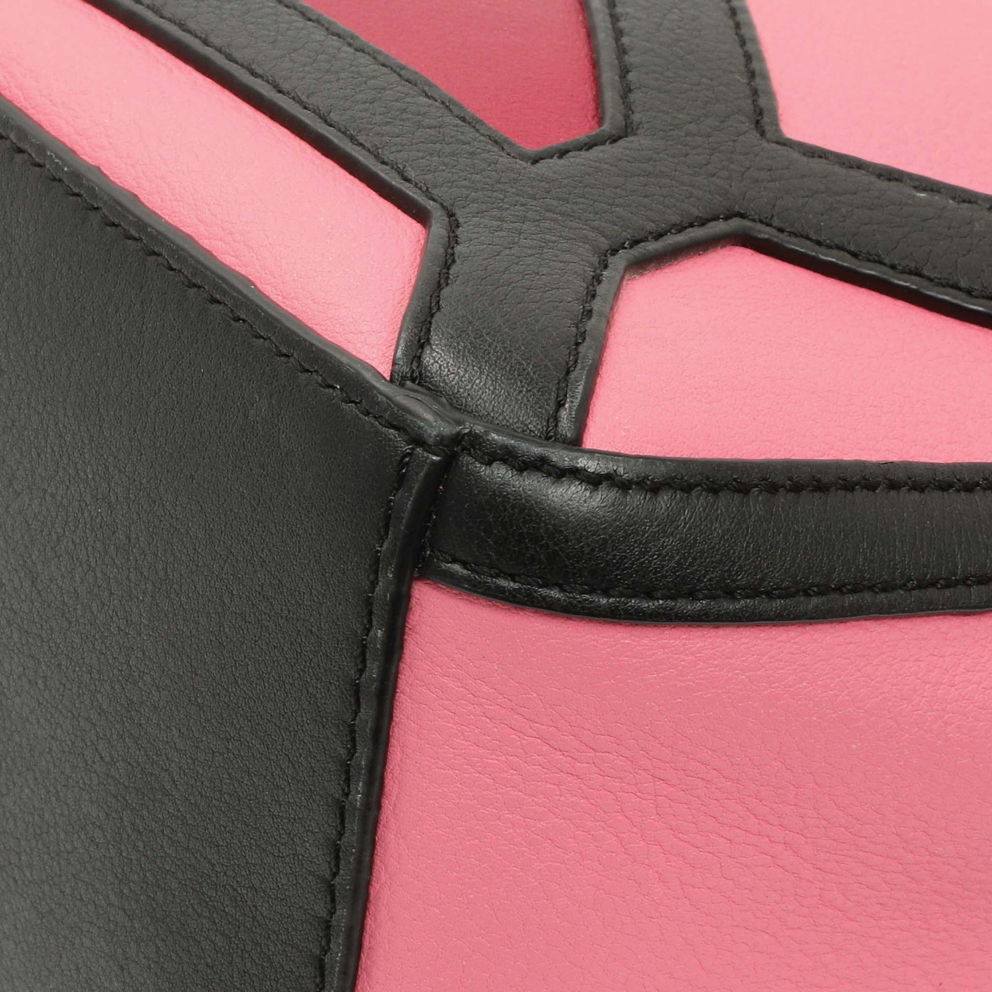 Exclusive Loewe Raspberry Wild Rose Calfskin Small Graphic Puzzle Bag — Detail View