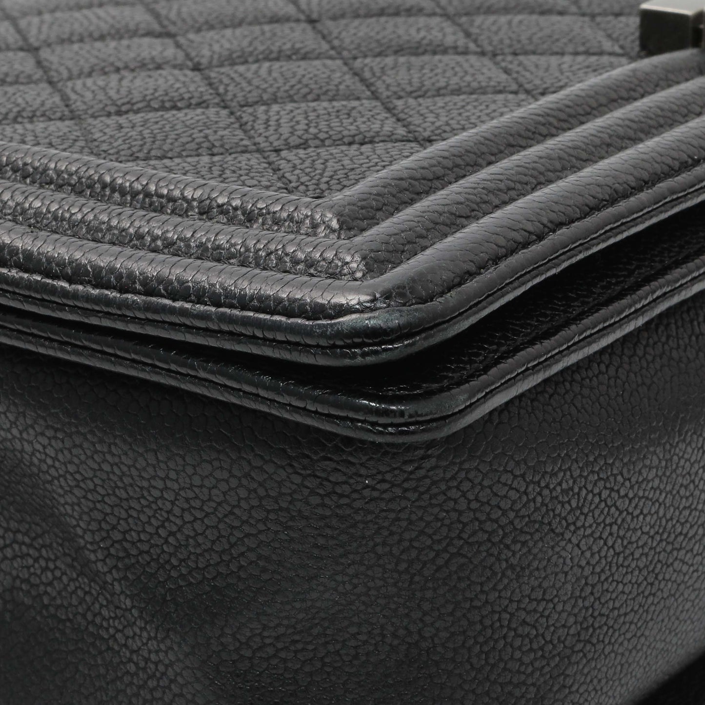 Exclusive Chanel Black Quilted Caviar New Medium Boy Bag — Top View