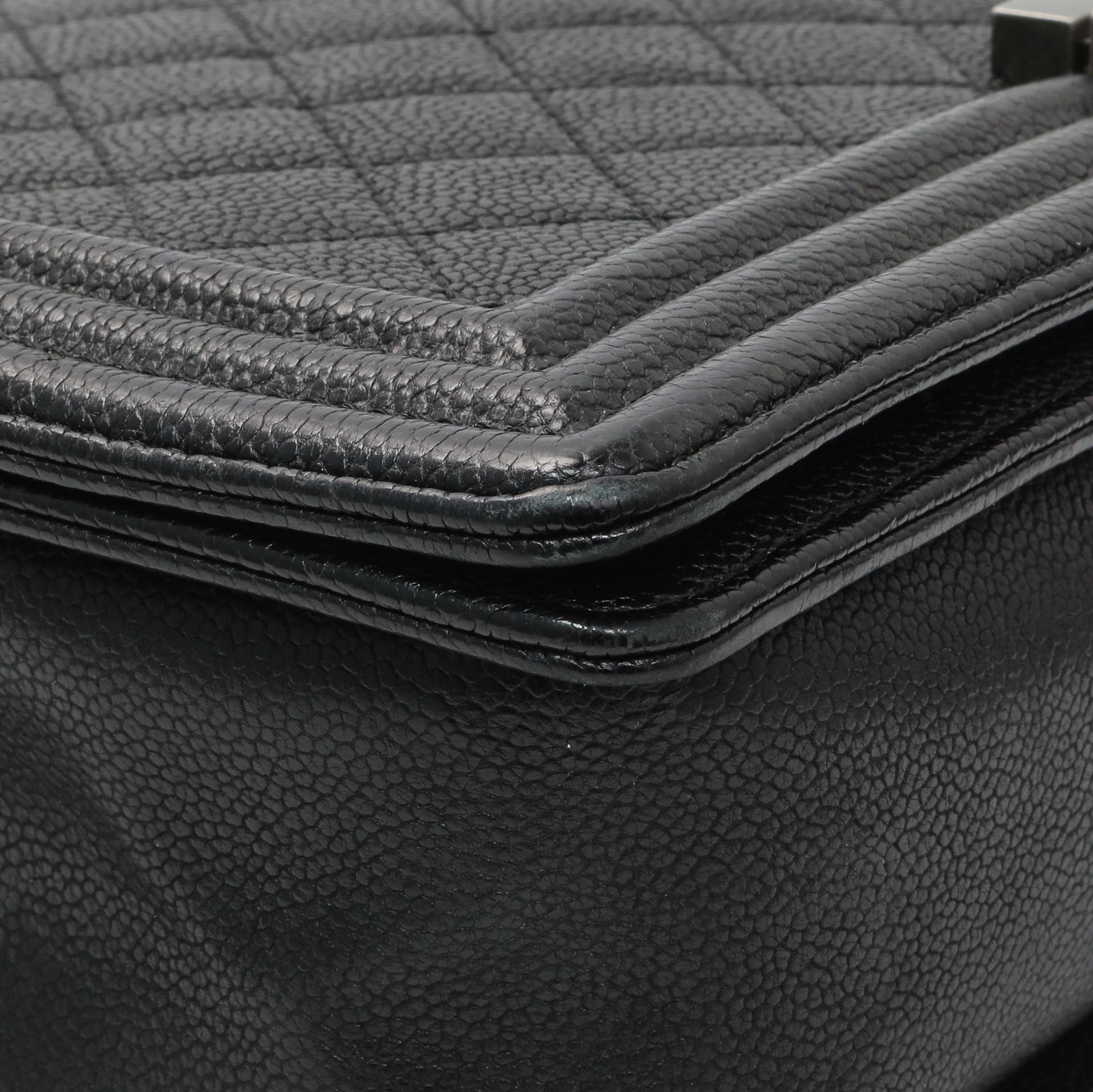 Exclusive Chanel Black Quilted Caviar New Medium Boy Bag — Top View