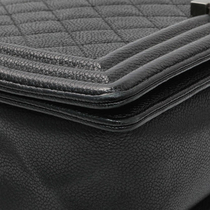 Exclusive Chanel Black Quilted Caviar New Medium Boy Bag — Top View