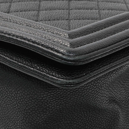 Exclusive Chanel Black Quilted Caviar New Medium Boy Bag — Detail View
