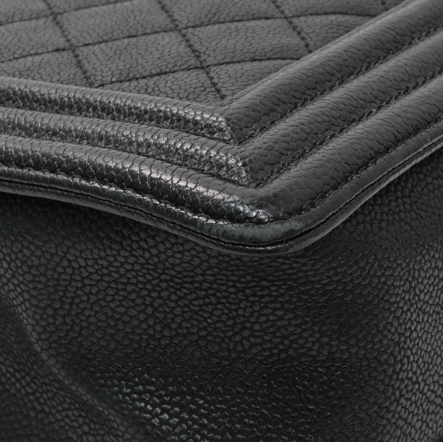 Exclusive Chanel Black Quilted Caviar New Medium Boy Bag — Lifestyle View