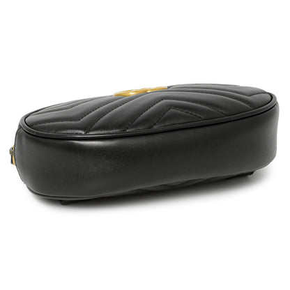 Exclusive Gucci Black Calfskin Matelasse GG Marmont Belt Bag — Top View