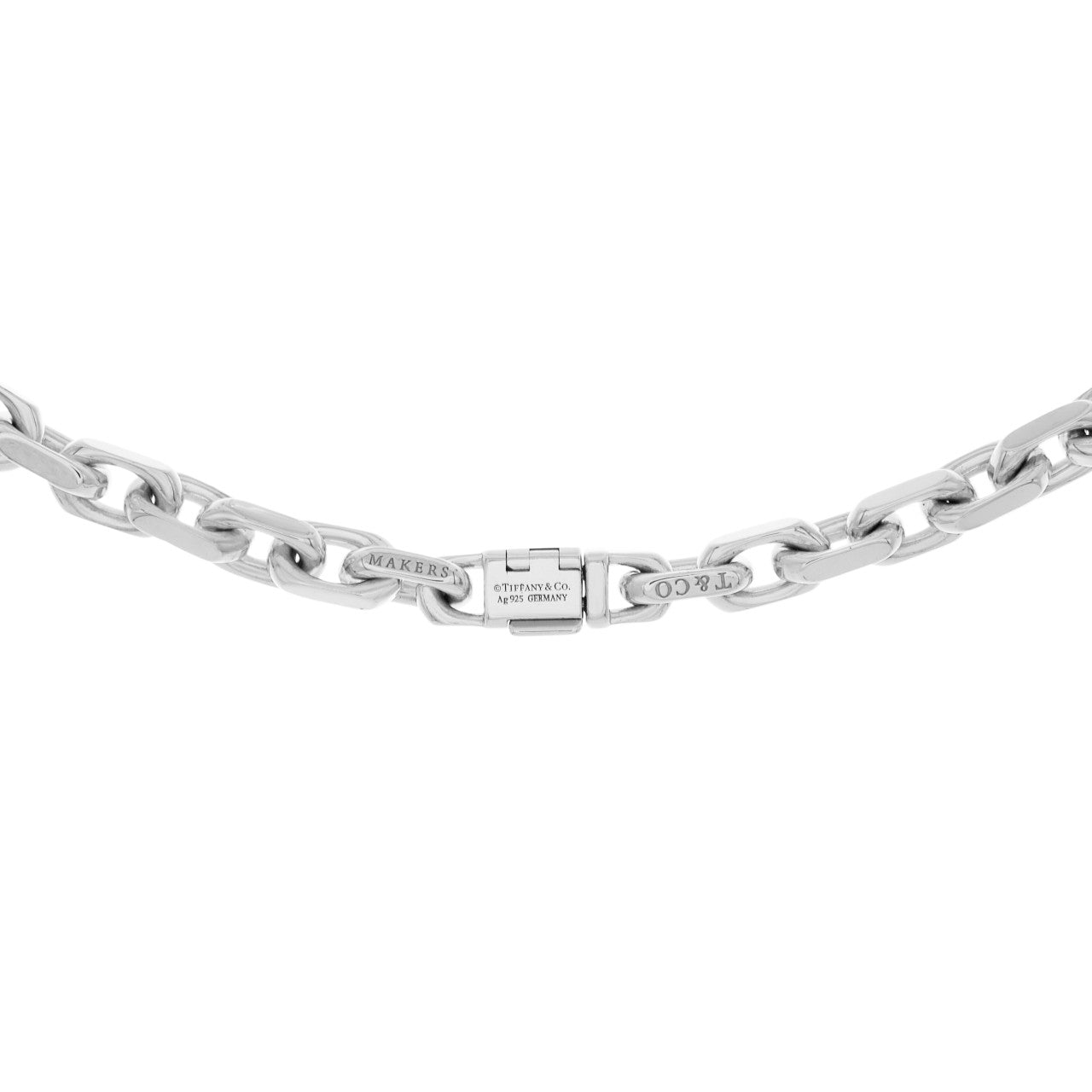 Exclusive Tiffany & Co. Sterling Silver Makers Chain Necklace — Side View