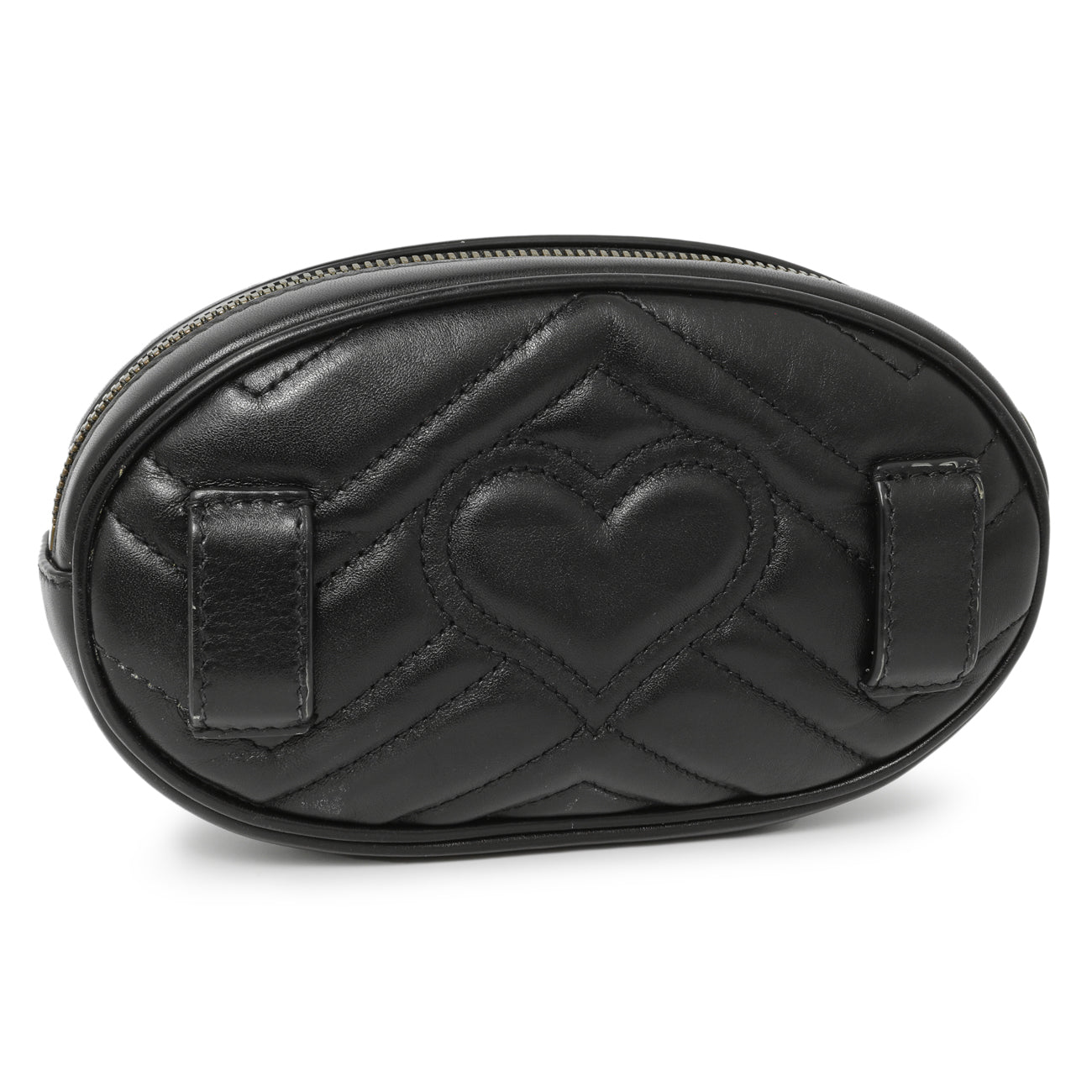 Exclusive Gucci Black Calfskin Matelasse GG Marmont Belt Bag — Back View