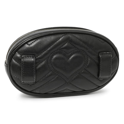 Exclusive Gucci Black Calfskin Matelasse GG Marmont Belt Bag — Back View