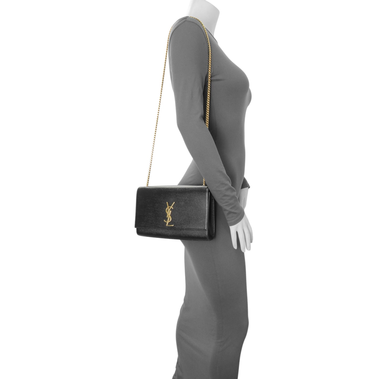 Exclusive Saint Laurent Black Grain De Poudre Medium Monogram Kate Satchel — Alternate View 11