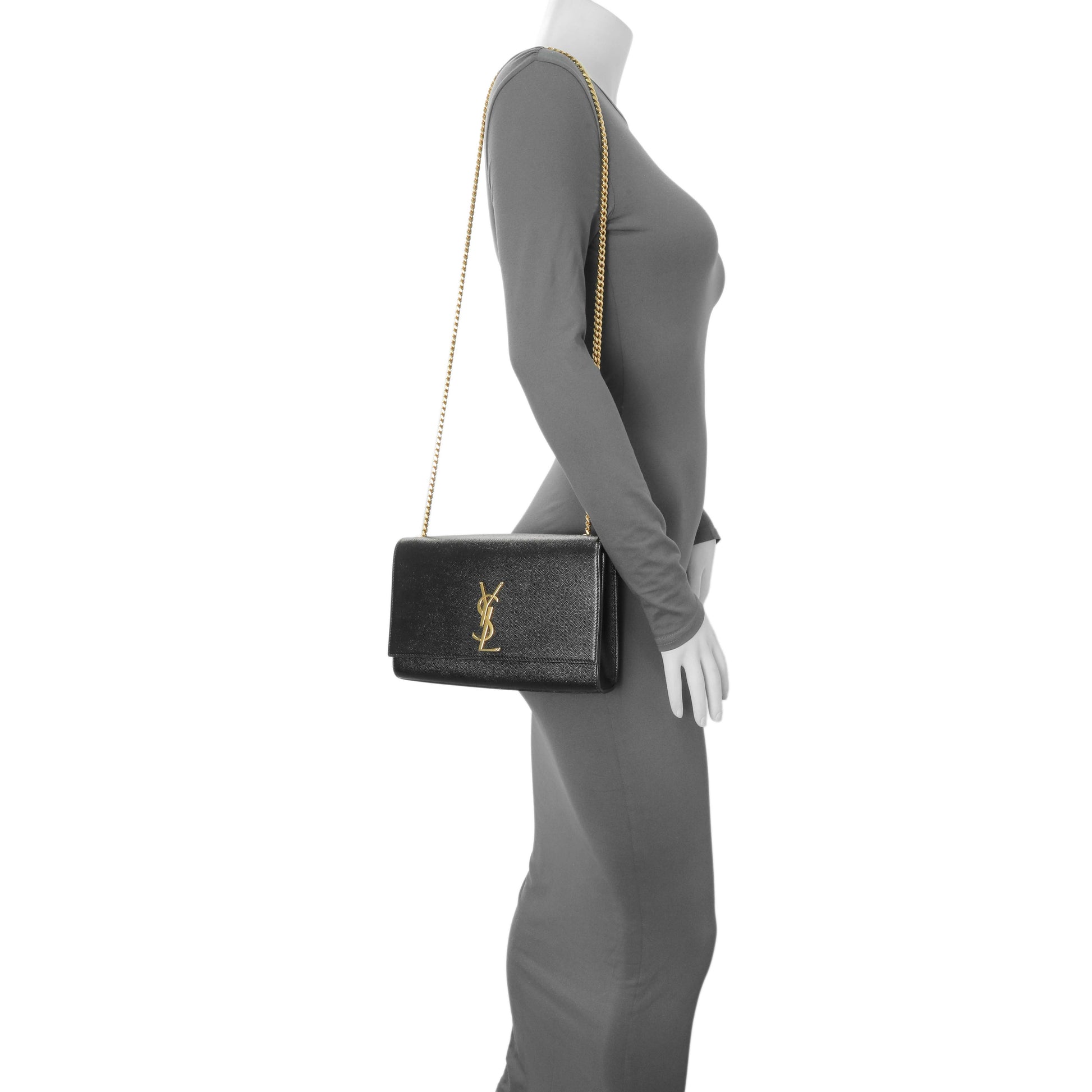 Exclusive Saint Laurent Black Grain De Poudre Medium Monogram Kate Satchel — Alternate View 11